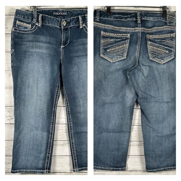 Maurice’s Embellished Rhinestone Midrise Cropped Jean 13/14 - Picture 1 of 7